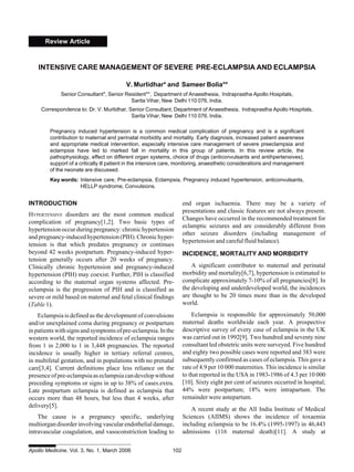 Intensive Care Management of Severe Pre-eclampsia and Eclampsia | PDF