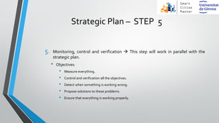 Strategic Plan – STEP 5
5. Monitoring, control and verification  This step will work in parallel with the
strategic plan....