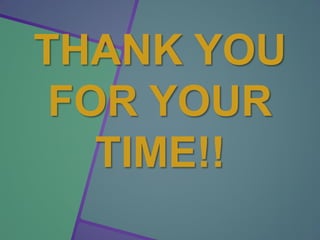 THANK YOU
FOR YOUR
TIME!!
 