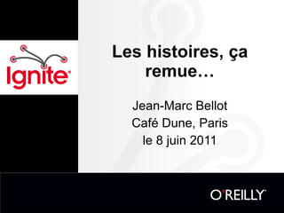 Les histoires, ça remue… Jean-Marc Bellot Café Dune, Paris le 8 juin 2011 