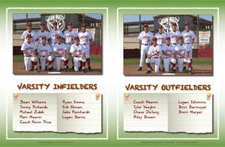 Media Guide Design by Ryan Fox - RFGD MEDIA - www.rfgraphicdesignmedia.comVisit Wilson Baseball @ www.lbwilsonbaseball.org
VARSITY OUTFIELDERS
Coach Heavin
Tyler Vaughn
Chase DeJong
Riley Brown
Logan Ishimine
Britt Barmeyer
Brett Harper
VARSITY INFIELDERS
Sean Williams
Timmy Richards
Michael Zidek
Matt Heavin
Coach Kevin Price
Ryan Emma
Erik Ekman
Jake Reinhardt
Logan Burns
 