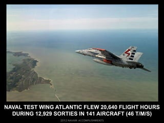 NAVAL TEST WING ATLANTIC FLEW 20,640 FLIGHT HOURS
  DURING 12,929 SORTIES IN 141 AIRCRAFT (46 T/M/S)
 