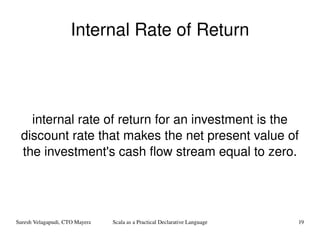 Internal Rate of Return internal rate of return for an investment is the discount rate that makes the net present value of the investment's cash flow stream equal to zero. 