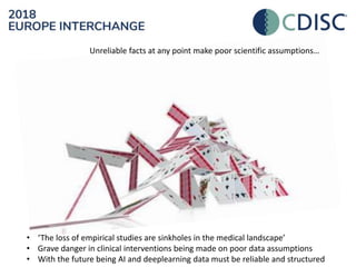 • ‘The loss of empirical studies are sinkholes in the medical landscape’
• Grave danger in clinical interventions being made on poor data assumptions
• With the future being AI and deeplearning data must be reliable and structured
Unreliable facts at any point make poor scientific assumptions…
 