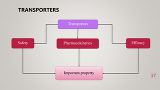 17
TRANSPORTERS
Transporters
Pharmacokinetics EfficacySafety
Important property
 
