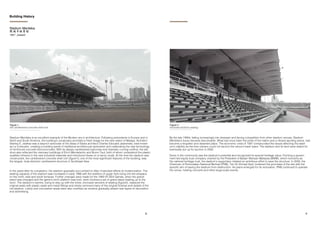 8 9
Stadium Merdeka is an excellent example of the Modern era in architecture. Following precedents in Europe and in
North and South America, the building’s vocabulary provided a fresh image for the new nation of Malaya. Architect
Stanley E. Jewkes was a staunch advocate of the ideas of Swiss architect Charles Edouard Jeanerette, best known
as Le Corbusier, creating a building bereft of traditional architectural symbolism and celebrating the new technology
of reinforced concrete (ferroconcrete). With its deeply cantilevered balconies and dramatic curving roofline, the sta-
dium also reflected the visionary buildings of Erich Mendelsohn and Bruno Taut, both of whom understood the plastic
qualities inherent in the new industrial materials and introduced these on a heroic scale. At the time the stadium was
constructed, the cantilevered concrete shell roof (figure1), one of the most significant features of the building, was
the largest, dual-direction cantilevered structure in Southeast Asia.
In the years after its completion, the stadium gradually succumbed to often ill-advised efforts at modernization. The
seating capacity of the stadium was increased in early 1986 with the addition of upper tiers rising into the airspace
on the north, east and south terraces. Further changes were made for the 1989 XV SEA Games, when the grand-
stand was changed and the game’s torch platform was built, were involved a set of grand steps leading up to the
torch. The stadium’s owners, trying to stay up with the times, enclosed sections of seating (figure2), replaced the
original seats with plastic seats and metal fittings and slowly removed many of the original finishes and details of the
old stadium. Lobby and concession areas were also modified as vendors gradually added new layers of decoration
and advertising.
By the late 1990s, falling increasingly into disrepair and facing competition from other stadium venues, Stadium
Merdeka’s future became less tenable. What had once been the pride of the nation and a vibrant sporting arena, had
become a forgotten and deserted place. The economic crisis of 1997 compounded the issues affecting the stadi-
um’s viability as the then owners could not service the venue’s bank loans. The stadium and its land were slated for
eventually put up for auction in 2000.
Some in the community saw the stadium’s potential and recognized its special heritage value. Forming a govern-
ment-led equity trust company chaired by the President of Badan Warisan Malaysia (BWM), which functions as
the national heritage trust, the stadium’s supporters initiated an ambitious effort to save the structure. In 2000, the
Chairman of Permodalan Nasional Berhad (PNB), Tan Sri Ahmad Sarji, brokered the purchase of the site with the
specific aim of saving the stadium from destruction. As plans emerged for its renovation, PNB continued to operate
the venue, hosting concerts and other large-scale events.
Figure 2
curving roofline
Figure 2
enclosed sections seating
Figure 1
the cantilevered concrete shell roof
Stadium Merdeka
默迪卡体育馆
1957 - present
Building History
 