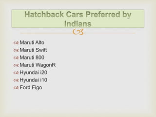 hatchback car in india