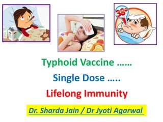 Typhoid Vaccine ……
Single Dose …..
Lifelong Immunity
Dr. Sharda Jain / Dr Jyoti Agarwal
 