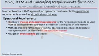 Copyright:Terrence Martin
CNS, ATM and Emerging Requirements for RPAS
In order to obtain RNP approval, an operator must me...