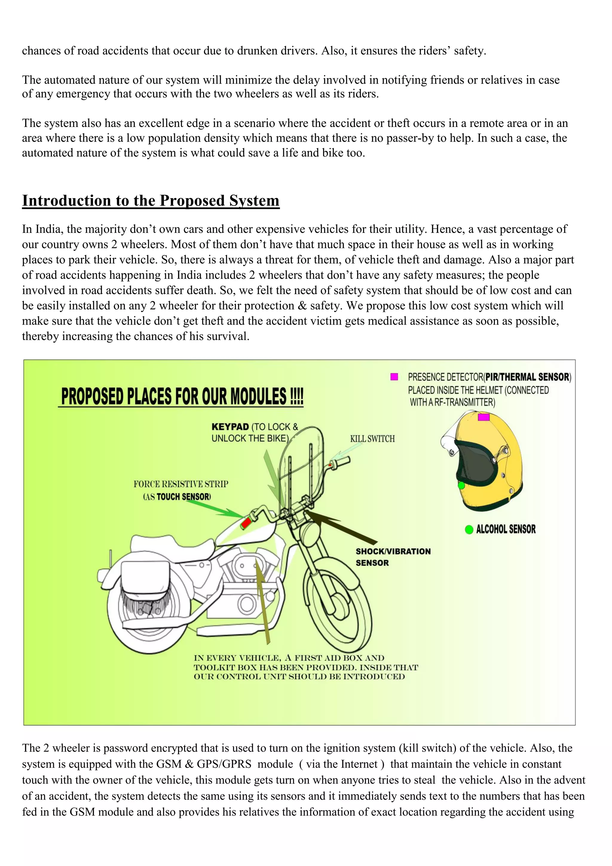 Automated Security and Rider Safety System for two wheelers | PDF