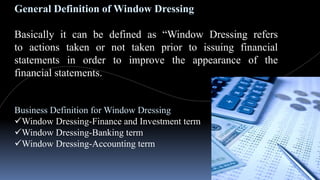 Define window dressing cheap