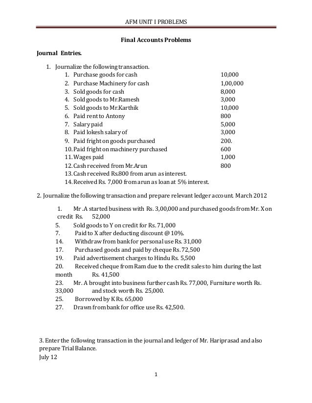 Final accounts problems