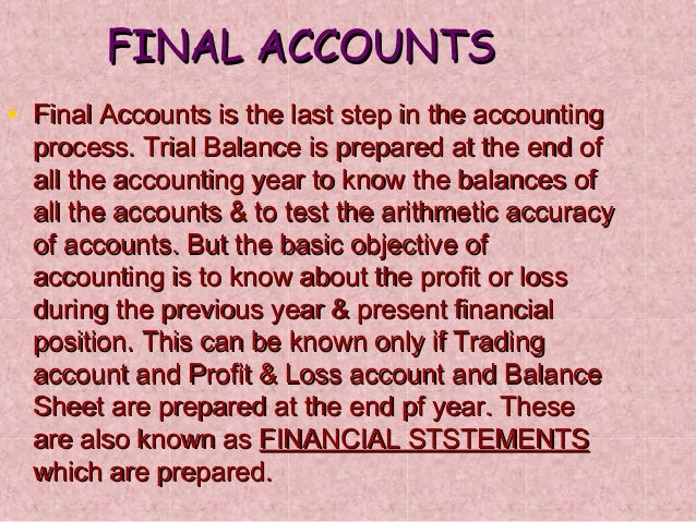 final account trading account pl acc balance sheet