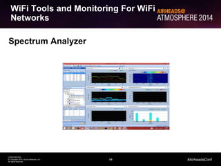 44 
CONFIDENTIAL 
© Copyright 2014. Aruba Networks, Inc. 
All rights reserved 
#AirheadsConf 
WiFi Tools and Monitoring For WiFi 
Networks 
Spectrum Analyzer 
 