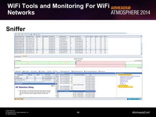 49 
CONFIDENTIAL 
© Copyright 2014. Aruba Networks, Inc. 
All rights reserved 
#AirheadsConf 
WiFi Tools and Monitoring For WiFi 
Networks 
Sniffer 
 