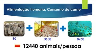 8760365030
Alimentação humana: Consumo de carne
12440 animais/pessoa
 