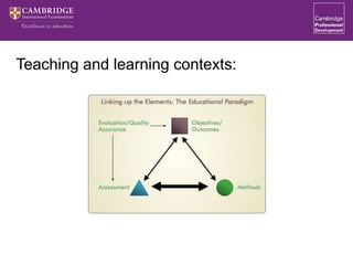 Teaching and learning contexts:
 