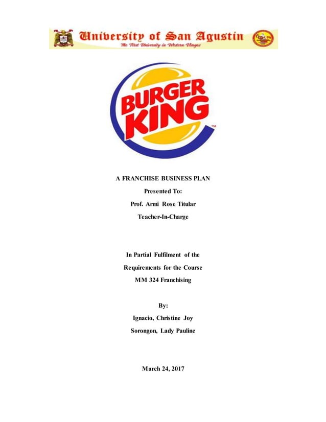 business plan of burger