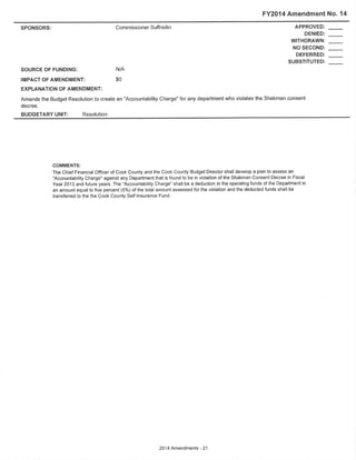 Final Amendments to the Cook County Executive Budget Recommendation