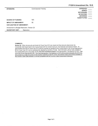 Final Amendments to the Cook County Executive Budget Recommendation