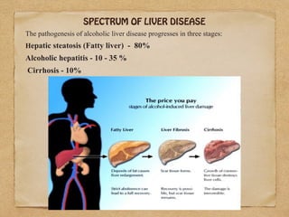ALCOHOLIC HEPATITIS
• Toxic liver injury - inflammation of liver
• Chronic ethanol consumption
• Increased susceptibility ...