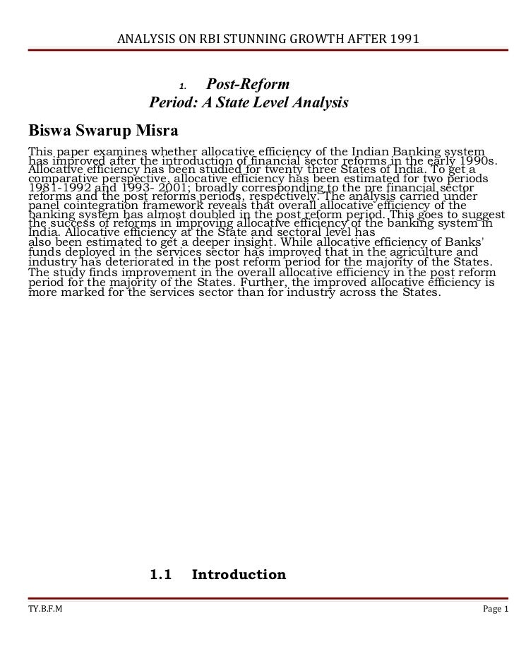 Analysis On Rbi Growth