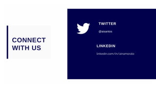 TWITTER
@aisantos
CONNECT
WITH US LINKEDIN
linkedin.com/in/ainamorato
 