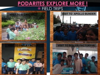 FIELD TRIPS VISIT TO A GARDEN VISIT TO  APOLLO BUNDER VISIT TO BISLERI FACTORY-IX VISIT TO PARLE FACTORY 