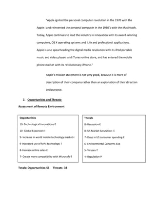 Identification of the Current Corporate Level Long-Term Strategies and Tactics