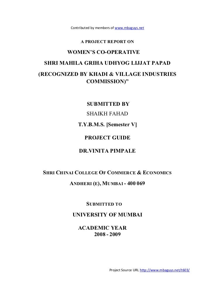 Final A Project Report On Lijjat Paad