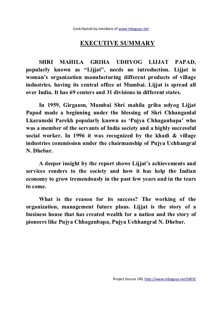 Final A Project Report On Lijjat Paad