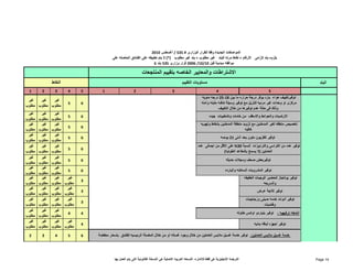 البند 
النقاط 
المواصفات الجديدة وفقا للقرار الوزارى # 535 / أغسطس 2010 
يلزم= بند إلزامى الأرقام = نقاط مرنه للبند غير مطلوب = بند غير مطلوب (*) لا يتم تطبيقه على الفنادق الحاصله على 
2006 قرار وزارى 535 بند 6 /10/ موافقه مبدئية قبل 10 
الاشتراطات والمعايير الخاصه بتقييم المنتجعات 
مستويات التقييم 
1 2 3 4 5 1 2 3 4 5 
5 6 غير 
مطلوب 
غير 
مطلوب 
غير 
مطلوب 
5 6 غير 
مطلوب 
غير 
مطلوب 
غير 
مطلوب 
5 6 غير 
مطلوب 
غير 
مطلوب 
غير 
مطلوب 
5 6 غير 
مطلوب 
غير 
مطلوب 
غير 
مطلوب 
5 6 غير 
مطلوب 
غير 
مطلوب 
غير 
مطلوب 
5 6 غير 
مطلوب 
غير 
مطلوب 
غير 
مطلوب 
5 6 غير 
مطلوب 
غير 
مطلوب 
غير 
مطلوب 
25 درجه مئويه ‐ توفيرتكييف ھواء بارد يوفر درجة حراره ما بين 18 
مركزى او وحدات غير مرئيه للنزيل مع توفير وسيلة تدفئه مثبته وآمنه 
وذلك فى حالة عدم توفيرھا من خلال التكييف 
الأرضيات والحوائط والأسقف من خامات وتشطيبات جيده 
تخصيص منطقه لغير المدخنين مع تزويد منطقة المدخنين بشفاط وتھويه 
كافيه 
توفير تلفزيون ملون بحد أدنى 21 بوصه 
توفيربعض صحف ومجلات حديثه 
توفير المشروبات الساخنه والبارده 
توفير بوتاجاز لتحضير الوجبات الخفيفه 
والسريعه 3 غير 
مطلوب 
غير 
مطلوب 
غير 
مطلوب 
غير 
مطلوب 
توفير ثلاجة عرض 3 غير 
مطلوب 
غير 
مطلوب 
غير 
مطلوب 
غير 
مطلوب 
وفضيات 3 غير 
مطلوب 
توفير أدوات خدمه صينى وزجاجيات 
غير 
مطلوب 
غير 
مطلوب 
غير 
مطلوب 
4 4 غير 
مطلوب 
غير 
مطلوب 
غير 
مطلوب 
غير 
مطلوب 
2 3 4 5 6 
توفير أجھزه لياقه بدنيه 4 غير 
مطلوب 
غير 
مطلوب 
غير 
مطلوب 
توفير عدد من الكراسى والترابيزات لنسبة 30 % على الأقل من اجمالى عدد 
العاملين (لا يسمح بالمقاعد الطوليه) 
أنشطه ترفيھيه : توفير بلياردو اوتنس طاوله 
خدمة غسيل ملابس العاملين: توفير خدمة غسيل ملابس العاملين من خلال وجود غساله أو من خلال المغسلة الرئيسيه للفندق بأسعار مخفضة 
الترجمه الإنجليزية ھى فقط للاشاره، النسخه العربيه الاصلية ھى النسخة القانونية التى يتم العمل بھا Page 14 
 