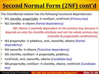 NORMALIZATION - BIS 1204: Data and Information Management I | PPTX