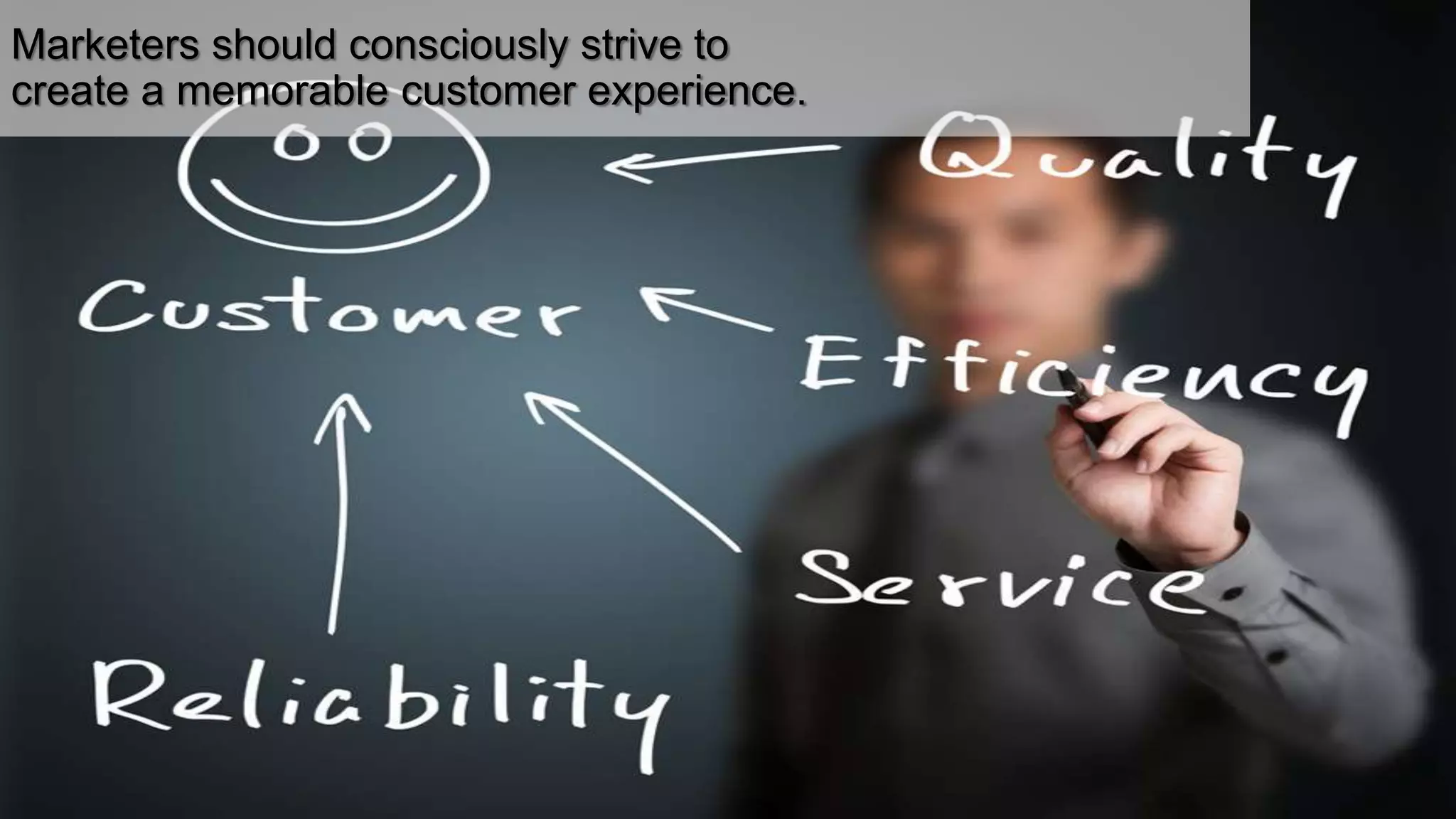 Marketers should consciously strive to
create a memorable customer experience.
 