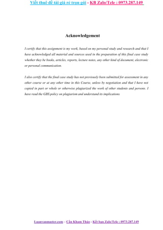 Final Assignment Case Study Focus Pdca Master In Business ...