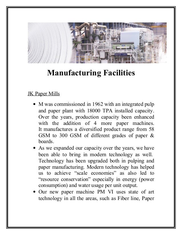 assinment of jk paper limited