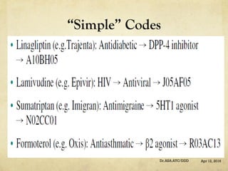 “Simple” Codes
Apr 12, 2016Dr.ASA:ATC/DDD
 