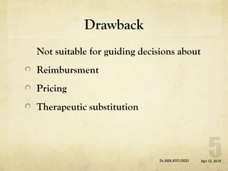 Drawback
Not suitable for guiding decisions about
Reimbursment
Pricing
Therapeutic substitution
Apr 12, 2016Dr.ASA:ATC/DDD
 