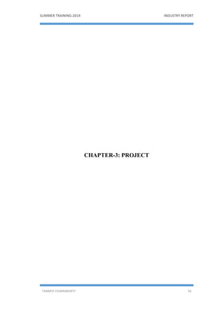 SUMMER TRAINING-2014 INDUSTRY REPORT
TANMOY CHAKRABORTY 56
CHAPTER-3: PROJECT
 