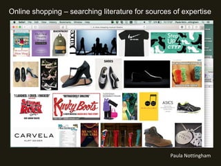 Online shopping – searching literature for sources of expertise
Paula Nottingham
 