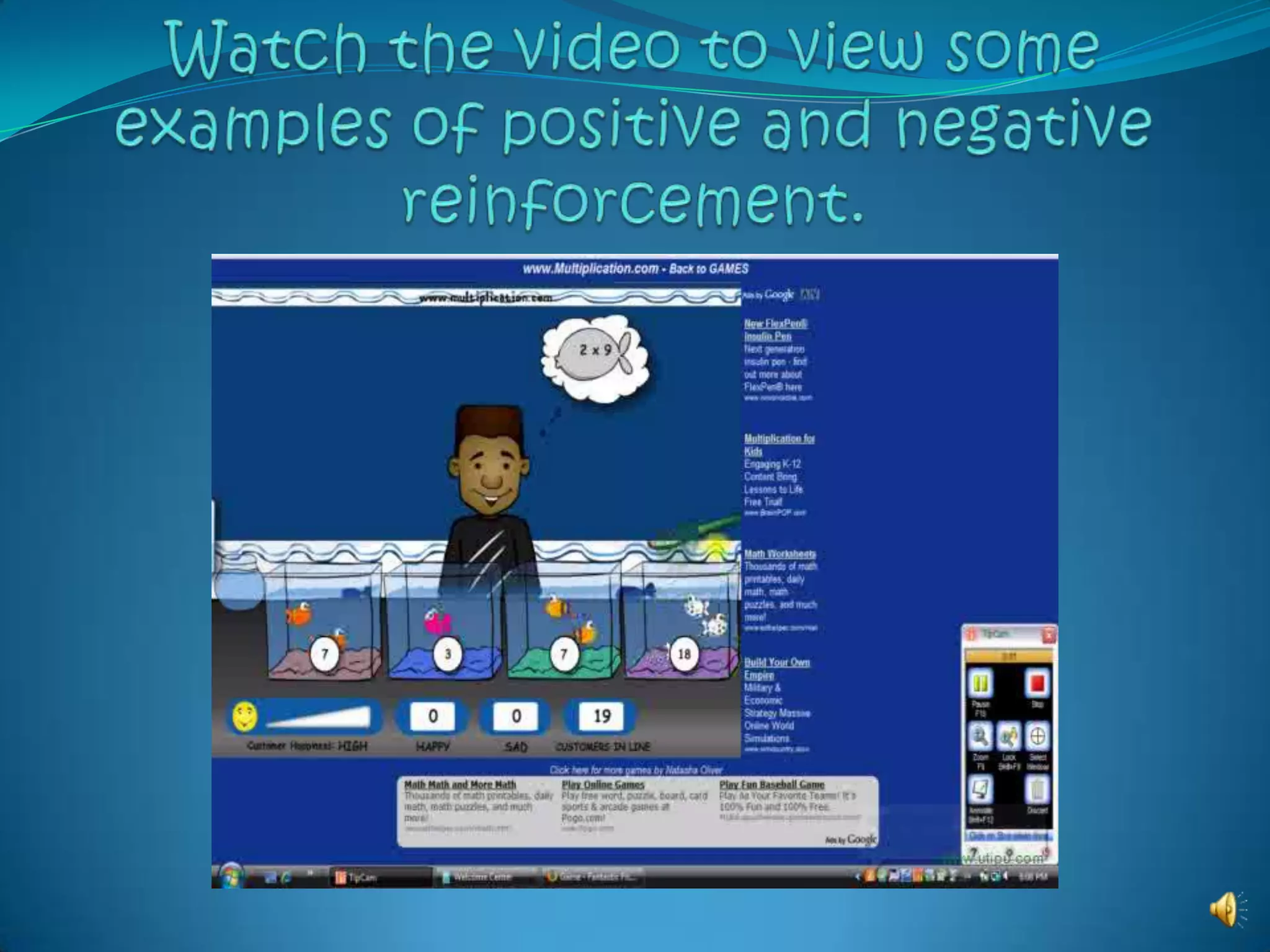 Negative ReinforcementTaking something negative away in order to increase a responseWhen a negative stimulus is eliminated, it will likely increase the chances that a student will complete the task correctly.http://allpsych.com/psychology101/reinforcement.html