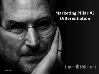 Marketing Pillar #2
                                       Differentiation




Steve Jobs   Leveraging Your Brand for Growth:
               5 Pillars to Marketing Wisdom
 