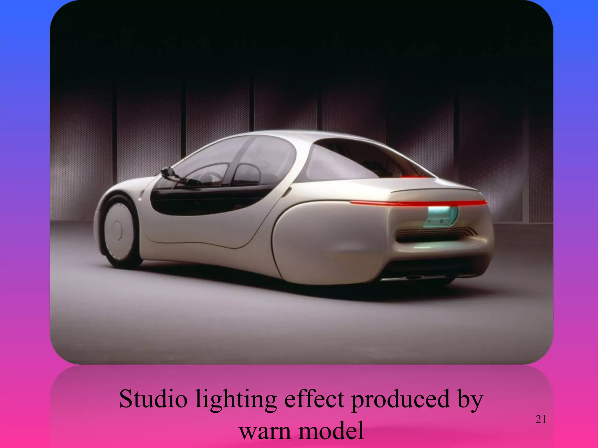 21
Studio lighting effect produced by
warn model
 