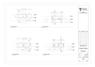 Ground Floor
0
First Floor
3000
I2345678
Roof
6000
3000
-
---
Ground Floor
0
First Floor
3000
ABCDEFGH
Roof
6000
-
---
Ground Floor
0
First Floor
3000
I 2 3 4 5 6 7 8
Roof
6000
-
---
Ground Floor
0
First Floor
3000
A B C D E FG H
Roof
6000
-
---
BLD 62403
BUILDING INFORMATION MODELING
Scale
Checked by
Drawn by
Date
Project number
1 : 100
Elevations
2B
Pangyo Ondang
Wonseok Lee
23/6/2017
Tay Jit Ying
Mr. Koh Jing Hao
004
No. Description Date
1 : 100
East Elevation
1 1 : 100
North Elevation
2
1 : 100
West Elevation
3 1 : 100
South Elevation
4
 