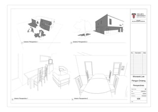 BLD 62403
BUILDING INFORMATION MODELING
Scale
Checked by
Drawn by
Date
Project number
Perspectives
2B
Pangyo Ondang
Wonseok Lee
23/6/2017
Author
Checker
008
No. Description Date
Exterior Perspective 1
1
Exterior Perspective 2
2
Interior Perspective 1
3
Interior Perspective 2
4
 