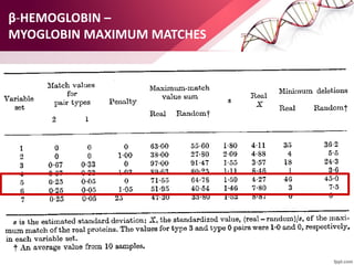 β-HEMOGLOBIN –
MYOGLOBIN MAXIMUM MATCHES
 