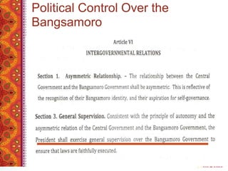 Political Control Over the
Bangsamoro
 
