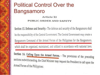 Political Control Over the
Bangsamoro
 