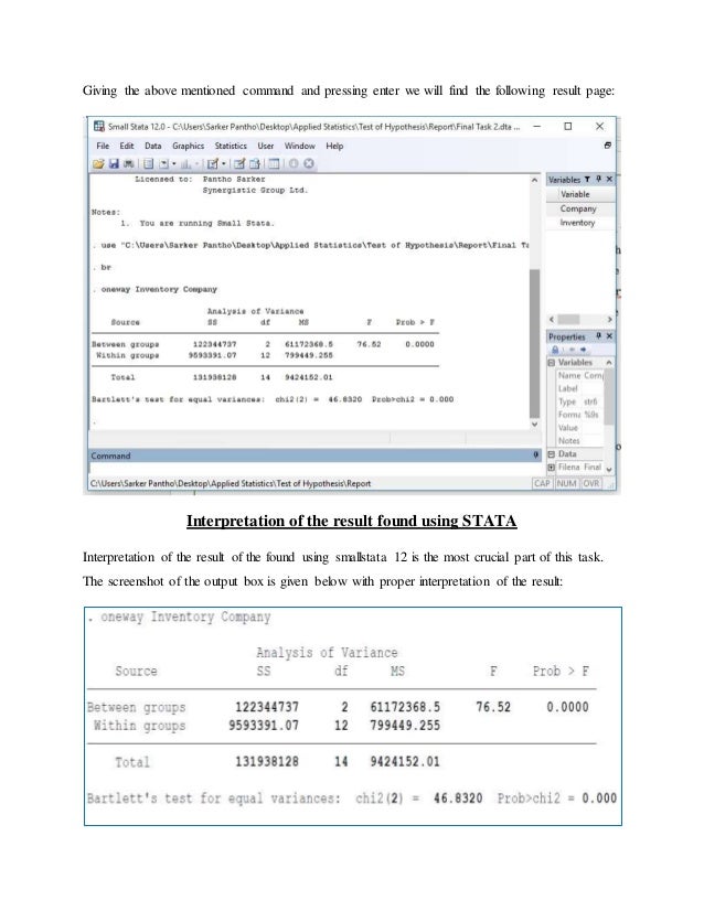 Hypothesis Testing using STATA
