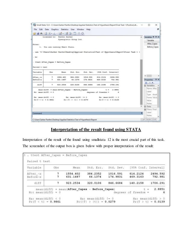 Hypothesis Testing using STATA